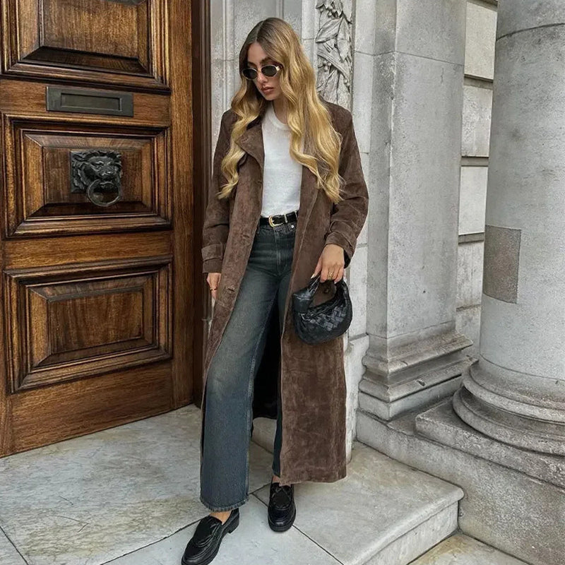 Valenne | veste en daim avec ceinture et boucle